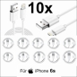 Preview: 10x iPhone 6s Lightning auf USB Kabel 1m Ladekabel